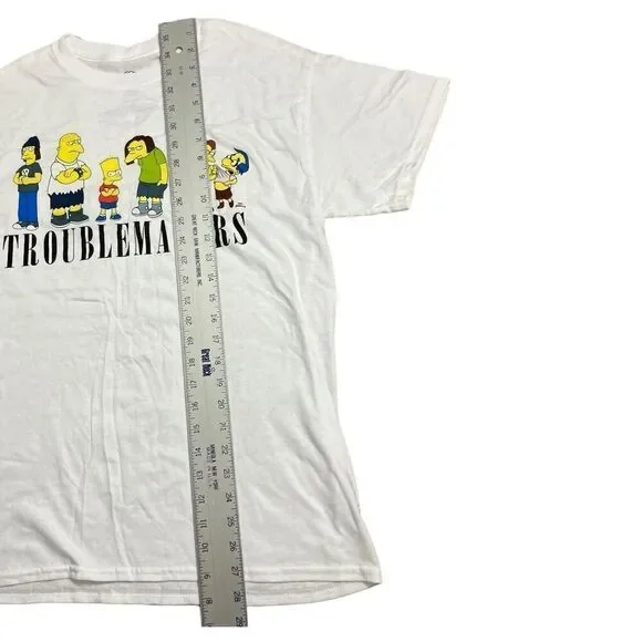 The Simpsons T-Shirt Adult M White Trouble Makers Bart Millhouse‎ Nelson Bully - Picture 2 of 7